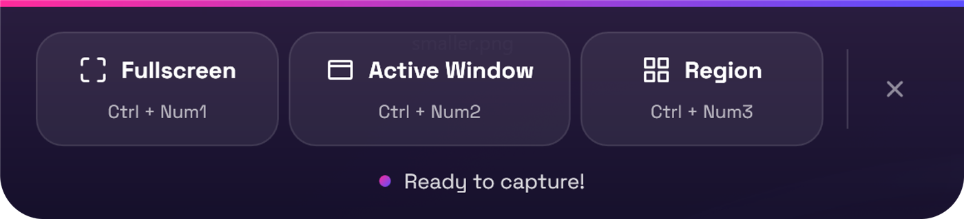 AuroShot capture bar — real screenshot