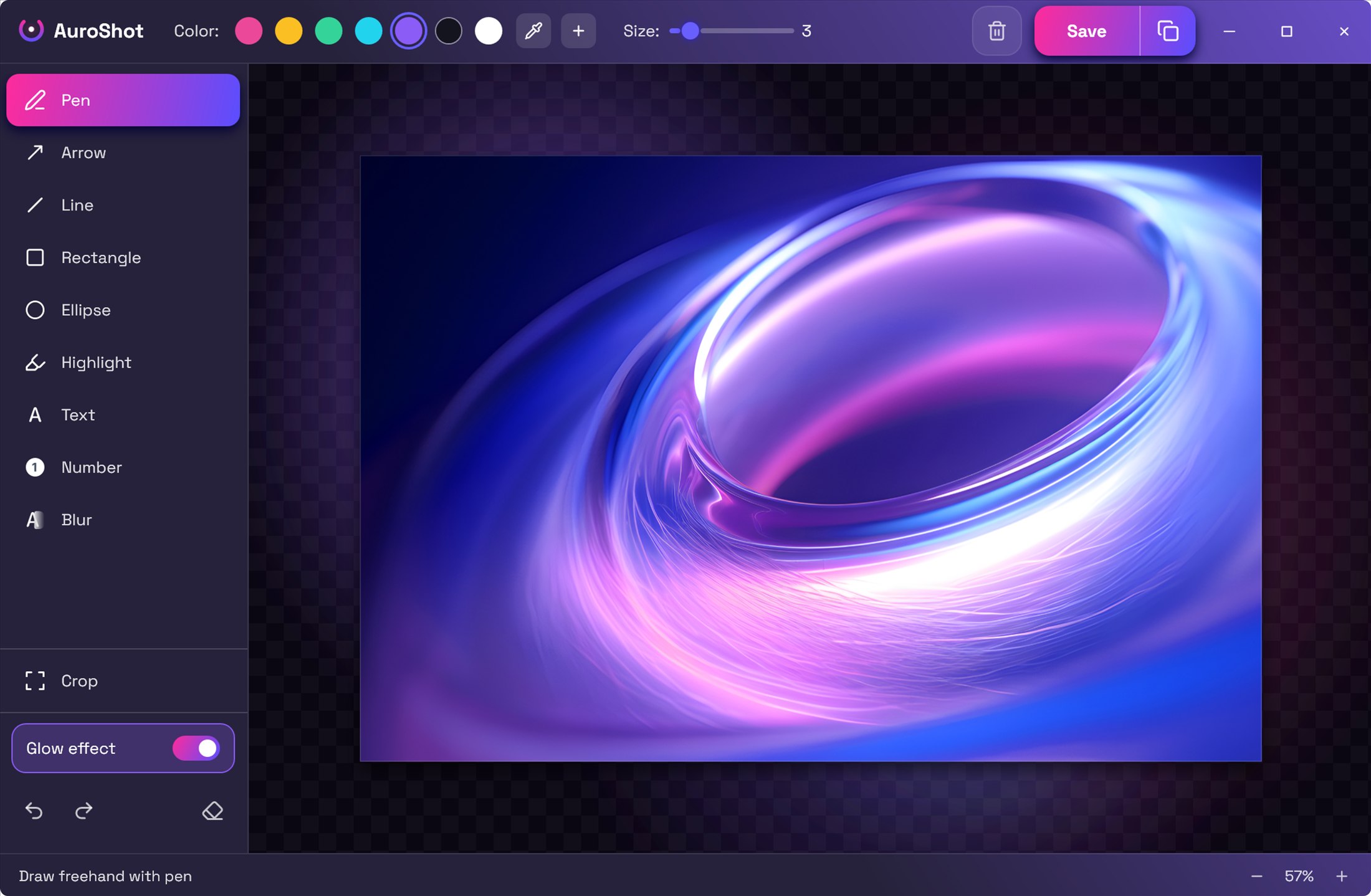 AuroShot editor — real screenshot